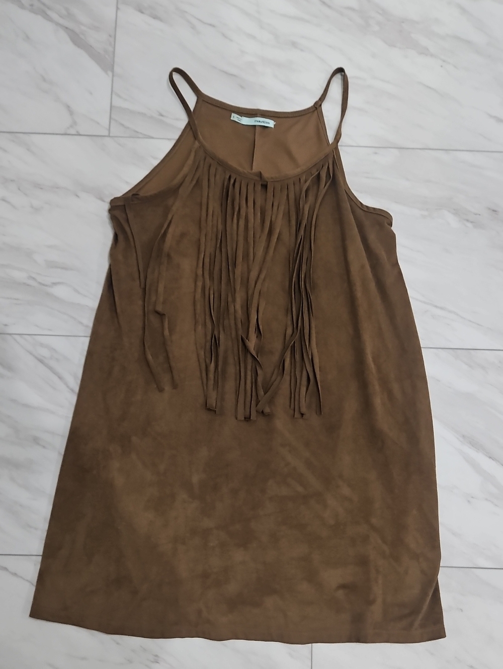 Maurices Brown Fringe Suede-Feel Camisole Dress